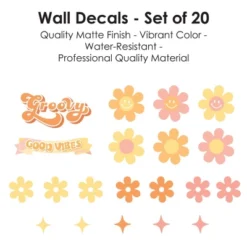 Big Dot Of Happiness Stay Groovy - Peel And Stick Boho Floral Home Decor Vinyl Wall Art Stickers - Wall Decals - Set Of 20 -Nursery Decor Store GUEST 2ff2f06e 1aae 4cd9 b09a 31b3eb12b303