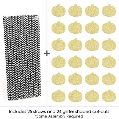 Big Dot Of Happiness Gold Glitter Pumpkin Party Straws - No-Mess Real Glitter Cut-Outs & Decorative Fall & Thanksgiving Party Paper Straws - Set Of 24 3 Big Dot Of Happiness Gold Glitter Pumpkin Party Straws - No-Mess Real Glitter Cut-Outs & Decorative Fall & Thanksgiving Party Paper Straws - Set Of 24 - Image 3