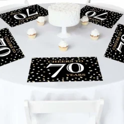 Big Dot Of Happiness Adult 70th Birthday - Gold - Party Table Decorations - Birthday Party Placemats - Set Of 16