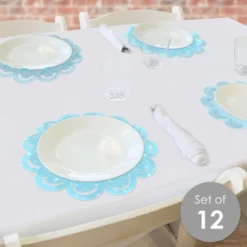Big Dot Of Happiness Blue Confetti Stars - Simple Party Round Table Decorations - Paper Chargers - Place Setting For 12