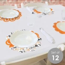 Big Dot Of Happiness Orange Grad - Best Is Yet To Come - Orange Graduation Party Round Table Decorations - Paper Chargers - Place Setting For 12