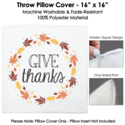 Big Dot Of Happiness Give Thanks - Thanksgiving Party Home Decorative Canvas Cushion Case - Throw Pillow Cover - 16 X 16 Inches -Nursery Decor Store GUEST 34c65ad0 928d 4e61 a53b 027154a915b6