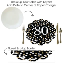 Big Dot Of Happiness Adult 80th Birthday - Gold - Birthday Party Round Table Decorations - Paper Chargers - Place Setting For 12 -Nursery Decor Store GUEST 379a1b74 3efd 440f acc2 02c841e0bf44