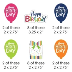 Big Dot Of Happiness Cheerful Happy Birthday - Paper Straw Decor - Colorful Birthday Party Striped Decorative Straws - Set Of 24