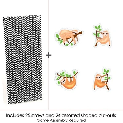 Big Dot Of Happiness Let's Hang - Sloth - Paper Straw Decor - Baby Shower Or Birthday Party Striped Decorative Straws - Set Of 24 2 Big Dot Of Happiness Let's Hang - Sloth - Paper Straw Decor - Baby Shower Or Birthday Party Striped Decorative Straws - Set Of 24 - Image 2