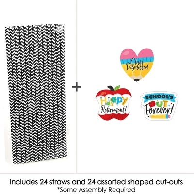 Big Dot Of Happiness Teacher Retirement - Paper Straw Decor - Happy Retirement Party Striped Decorative Straws - Set Of 24 2 Big Dot Of Happiness Teacher Retirement - Paper Straw Decor - Happy Retirement Party Striped Decorative Straws - Set Of 24 - Image 2
