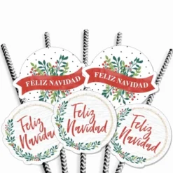 Big Dot Of Happiness Feliz Navidad - Paper Straw Decor - Holiday And Spanish Christmas Party Striped Decorative Straws - Set Of 24 -Nursery Decor Store GUEST 3c3f4cec 6aa9 4749 b879 8dfff46fcc71