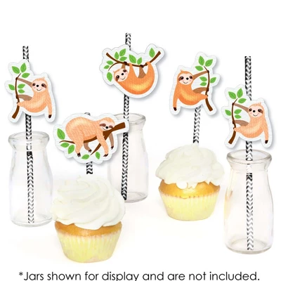 Big Dot Of Happiness Let's Hang - Sloth - Paper Straw Decor - Baby Shower Or Birthday Party Striped Decorative Straws - Set Of 24 3 Big Dot Of Happiness Let's Hang - Sloth - Paper Straw Decor - Baby Shower Or Birthday Party Striped Decorative Straws - Set Of 24 - Image 3