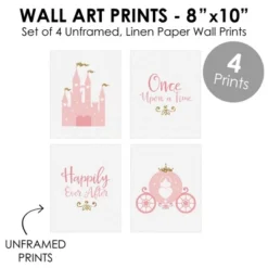 Big Dot Of Happiness Little Princess Crown - Unframed Pink & Gold Castle Nursery And Kids Room Linen Paper Wall Art - Set Of 4 Artisms - 8 X 10 Inches -Nursery Decor Store GUEST 3de4c378 9099 419a 8539 02f9e89161d6