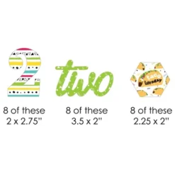 Big Dot Of Happiness Taco Twosday - Paper Straw Decor - Fiesta Second Birthday Party Striped Decorative Straws - Set Of 24