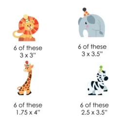 Big Dot Of Happiness Jungle Party Animals - Paper Straw Decor - Safari Zoo Animal Birthday Party Or Baby Shower Striped Decorative Straws - Set Of 24