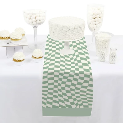 Big Dot Of Happiness Sage Green Checkered Party - Petite Paper Table Runner - 12 X 60 Inches 1 Big Dot Of Happiness Sage Green Checkered Party - Petite Paper Table Runner - 12 X 60 Inches