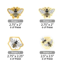 Big Dot Of Happiness Little Bumblebee - Paper Straw Decor - Bee Baby Shower Or Birthday Party Striped Decorative Straws - Set Of 24