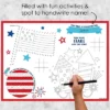 Big Dot Of Happiness Firecracker 4th Of July - Paper Red, White And Royal Blue Party Coloring Sheets - Activity Placemats - Set Of 16