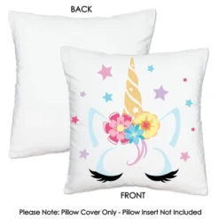 Big Dot Of Happiness Rainbow Unicorn - Magical Baby Shower Or Birthday Party Home Decorative Canvas Cushion Case - Throw Pillow Cover - 16 X 16 Inches -Nursery Decor Store GUEST 431f3ad8 31a8 4b49 ac2d 1be6a5979bee