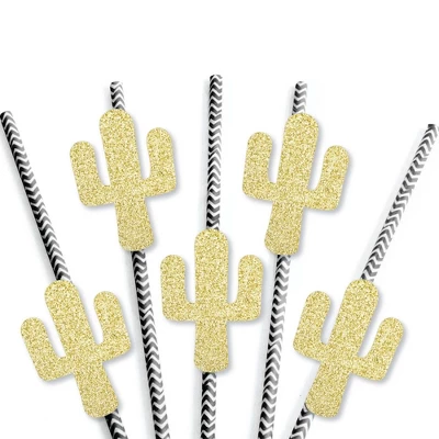 Big Dot Of Happiness Gold Glitter Cactus Party Straws - No-Mess Real Gold Glitter Cut-Outs & Decorative Christmas Cactus Party Paper Straws - 24 Ct 2 Big Dot Of Happiness Gold Glitter Cactus Party Straws - No-Mess Real Gold Glitter Cut-Outs & Decorative Christmas Cactus Party Paper Straws - 24 Ct - Image 2