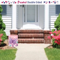 Big Dot Of Happiness Beautiful Butterfly - Outdoor Home Decorations - Double-Sided Floral Baby Shower Or Birthday Garden Flag - 12 X 15.25 Inches