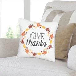 Big Dot Of Happiness Give Thanks - Thanksgiving Party Home Decorative Canvas Cushion Case - Throw Pillow Cover - 16 X 16 Inches
