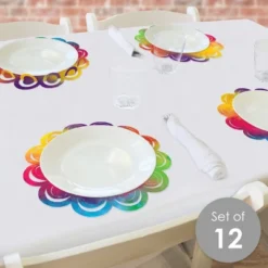 Big Dot Of Happiness Holi Hai - Festival Of Colors Party Round Table Decorations - Paper Chargers - Place Setting For 12