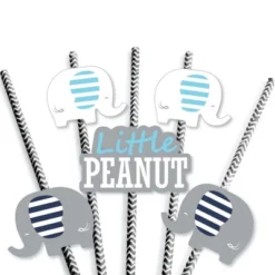 Big Dot Of Happiness Blue Elephant - Paper Straw Decor - Boy Baby Shower Or Birthday Party Striped Decorative Straws - Set Of 24 -Nursery Decor Store GUEST 46e13495 574e 44d9 8c78 3003c96fbed5