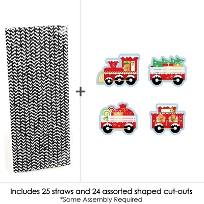 Big Dot Of Happiness Christmas Train - Paper Straw Decor - Holiday Party Striped Decorative Straws - Set Of 24 2 Big Dot Of Happiness Christmas Train - Paper Straw Decor - Holiday Party Striped Decorative Straws - Set Of 24 - Image 2