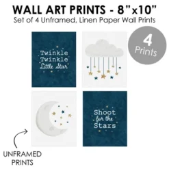 Big Dot Of Happiness Twinkle Twinkle Little Star - Unframed Moon & Cloud Nursery And Kids Room Linen Paper Wall Art - Set Of 4 Artisms - 8 X 10 Inches -Nursery Decor Store GUEST 4966ced4 5470 44c0 878c cfd11b2264ed