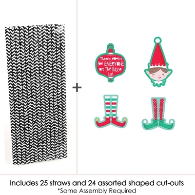 Big Dot Of Happiness Elf Squad - Paper Straw Decor - Kids Elf Christmas And Birthday Party Striped Decorative Straws - Set Of 24 2 Big Dot Of Happiness Elf Squad - Paper Straw Decor - Kids Elf Christmas And Birthday Party Striped Decorative Straws - Set Of 24 - Image 2