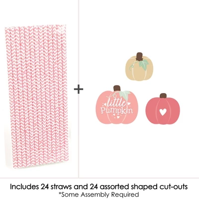 Big Dot Of Happiness Girl Little Pumpkin - Paper Straw Decor - Fall Birthday Party Or Baby Shower Striped Decorative Straws - Set Of 24 2 Big Dot Of Happiness Girl Little Pumpkin - Paper Straw Decor - Fall Birthday Party Or Baby Shower Striped Decorative Straws - Set Of 24 - Image 2