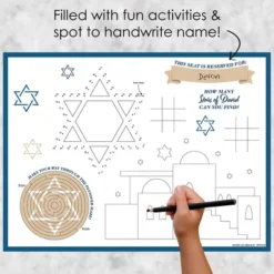 Big Dot Of Happiness Happy Passover - Paper Pesach Party Coloring Sheets - Activity Placemats - Set Of 16