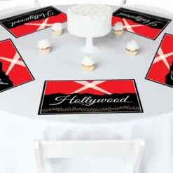 Big Dot Of Happiness Red Carpet Hollywood - Party Table Decorations - Movie Night Party Placemats - Set Of 16