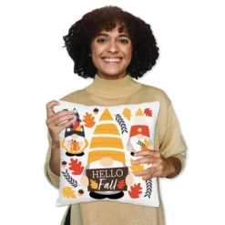 Big Dot Of Happiness Fall Gnomes - Autumn Harvest Party Home Decorative Canvas Cushion Case - Throw Pillow Cover - 16 X 16 Inches -Nursery Decor Store GUEST 53d9498e 0365 4a85 b55e 0dd76203170b