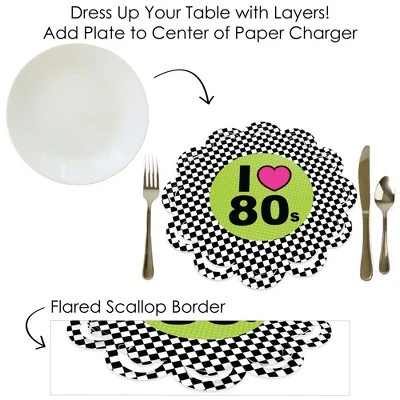 Big Dot Of Happiness 80’s Retro - Totally 1980s Party Round Table Decorations - Paper Chargers - Place Setting For 12 6 Big Dot Of Happiness 80’s Retro - Totally 1980s Party Round Table Decorations - Paper Chargers - Place Setting For 12 - Image 6