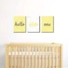 Big Dot Of Happiness Hello Little One - Yellow And Gray - Baby Girl Or Boy Nursery Wall Art & Kids Room Decor - 7.5 X 10 Inches - Set Of 3 Prints