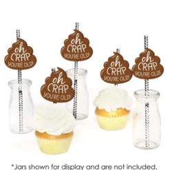 Big Dot Of Happiness Oh Crap, You're Old - Paper Straw Decor - Poop Birthday Party Striped Decorative Straws - Set Of 24 -Nursery Decor Store GUEST 55dec896 d708 482d bc36 005b64369b7e