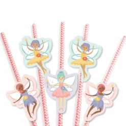 Big Dot Of Happiness Let's Be Fairies - Paper Straw Decor - Fairy Garden Birthday Party Striped Decorative Straws - Set Of 24 -Nursery Decor Store GUEST 56406f60 a8f9 4ba0 8f8f c6d33a9d1055