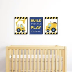 Nursery Decor Store 4 Big Dot Of Happiness Construction Truck - Baby Boy Nursery Wall Art And Kids Room Decorations - Gift Ideas - 7.5 X 10 Inches - Set Of 3 Prints