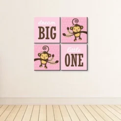 Big Dot Of Happiness Pink Monkey Girl - Kids Room, Nursery Decor And Home Decor - 11 X 11 Inches Nursery Wall Art - Set Of 4 Prints For Baby's Room 8 Big Dot Of Happiness Pink Monkey Girl - Kids Room, Nursery Decor And Home Decor - 11 X 11 Inches Nursery Wall Art - Set Of 4 Prints For Baby's Room -Nursery Decor Store GUEST 56a86183 e1f3 4875 81af 98ce79f8b173