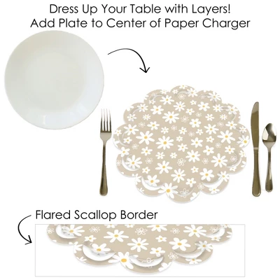Big Dot Of Happiness Tan Daisy Flowers - Floral Party Round Table Decorations - Paper Chargers - Place Setting For 12 6 Big Dot Of Happiness Tan Daisy Flowers - Floral Party Round Table Decorations - Paper Chargers - Place Setting For 12 - Image 6