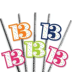 Big Dot Of Happiness 13th Birthday - Cheerful Happy Birthday - Paper Straw Decor - Colorful Thirteenth Birthday Striped Decorative Straws - Set Of 24 -Nursery Decor Store GUEST 58658fe0 0ee5 4618 9f11 c77643440bf8