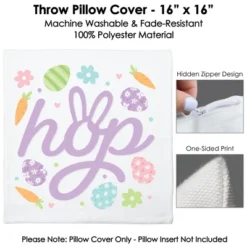 Big Dot Of Happiness Spring Easter Bunny - Happy Easter Party Home Decorative Canvas Cushion Case - Throw Pillow Cover - 16 X 16 Inches -Nursery Decor Store GUEST 58ad8bc4 6d1a 47f6 b5ca ac9f62b48a01