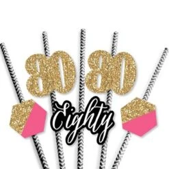 Big Dot Of Happiness Chic 80th Birthday - Pink, Black And Gold - Paper Straw Decor - Birthday Party Striped Decorative Straws - Set Of 24 7 Big Dot Of Happiness Chic 80th Birthday - Pink, Black And Gold - Paper Straw Decor - Birthday Party Striped Decorative Straws - Set Of 24 -Nursery Decor Store GUEST 58eb8425 e413 49b4 9b2e f74280f822c6