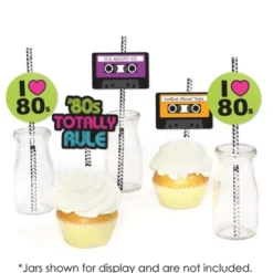 Big Dot Of Happiness 80's Retro - Paper Straw Decor - Totally 1980s Party Striped Decorative Straws - Set Of 24 -Nursery Decor Store GUEST 590fdb51 aac6 462c bba3 fcaf7e56b5fa