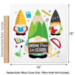Big Dot Of Happiness School Gnomes - Teacher And Classroom Home Decorative Canvas Cushion Case - Throw Pillow Cover - 16 X 16 Inches -Nursery Decor Store GUEST 59b6f693 a4f0 411a b7e7 ec8402dcde19