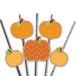Big Dot Of Happiness Pumpkin Patch Paper Straw Decor - Fall Or Halloween Party Striped Decorative Straws - Set Of 24 -Nursery Decor Store GUEST 59c23bc9 158d 4a44 8363 ba4f5af6f79f