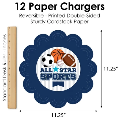 Big Dot Of Happiness Go, Fight, Win - Sports - Baby Shower Or Birthday Party Round Table Decorations - Paper Chargers - Place Setting For 12 5 Big Dot Of Happiness Go, Fight, Win - Sports - Baby Shower Or Birthday Party Round Table Decorations - Paper Chargers - Place Setting For 12 - Image 5