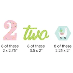 Big Dot Of Happiness 2nd Birthday Whole Llama Fun - Paper Straw Decor - Llama Fiesta Second Birthday Party Striped Decorative Straws - Set Of 24