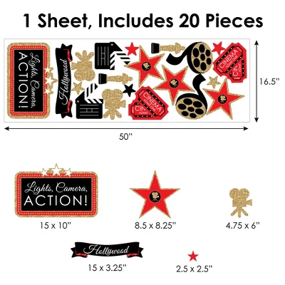 Big Dot Of Happiness Red Carpet Hollywood - Peel And Stick Movie Theater Decor Vinyl Wall Art Stickers - Wall Decals - Set Of 20 6 Big Dot Of Happiness Red Carpet Hollywood - Peel And Stick Movie Theater Decor Vinyl Wall Art Stickers - Wall Decals - Set Of 20 - Image 6