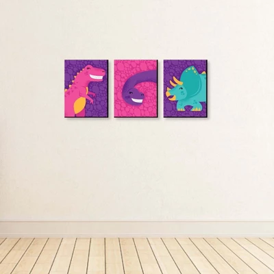 Big Dot Of Happiness Roar Dinosaur Girl - Dino Mite T-Rex Nursery Wall Art And Kids Room Decorations - Gift Ideas - 7.5 X 10 Inches - Set Of 3 Prints 2 Big Dot Of Happiness Roar Dinosaur Girl - Dino Mite T-Rex Nursery Wall Art And Kids Room Decorations - Gift Ideas - 7.5 X 10 Inches - Set Of 3 Prints - Image 2