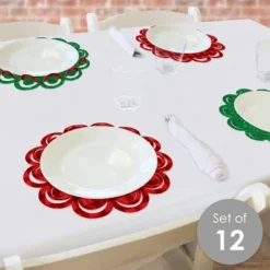 Big Dot Of Happiness Merry Little Christmas Tree - Red Truck Christmas Party Round Table Decorations - Paper Chargers - Place Setting For 12