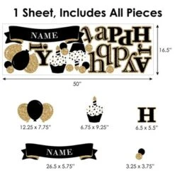 Big Dot Of Happiness Adult Happy Birthday - Gold - Peel And Stick Birthday Party Decoration - Wall Decals Backdrop -Nursery Decor Store GUEST 5fde924f d0f5 4447 a718 b30bbe684d19